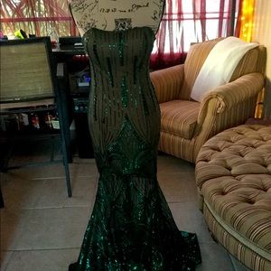 Emerald Green sequin formal gown